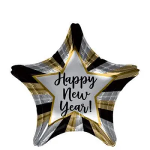 19" Happy New Year Radiant Star Mylar Balloon