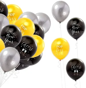 96 Pcs Happy New Year's Eve Latex Balloons NYE Party Supplies Decorations, 3 Colors, 12"