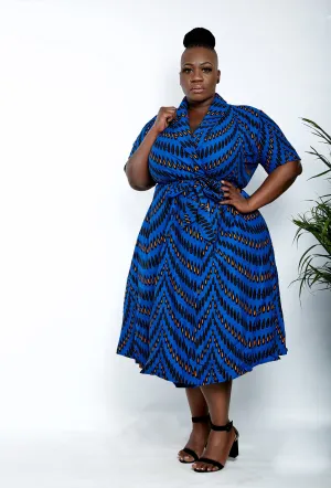 BACK IN STOCK - African Print Wrap Midi Dress - Lola