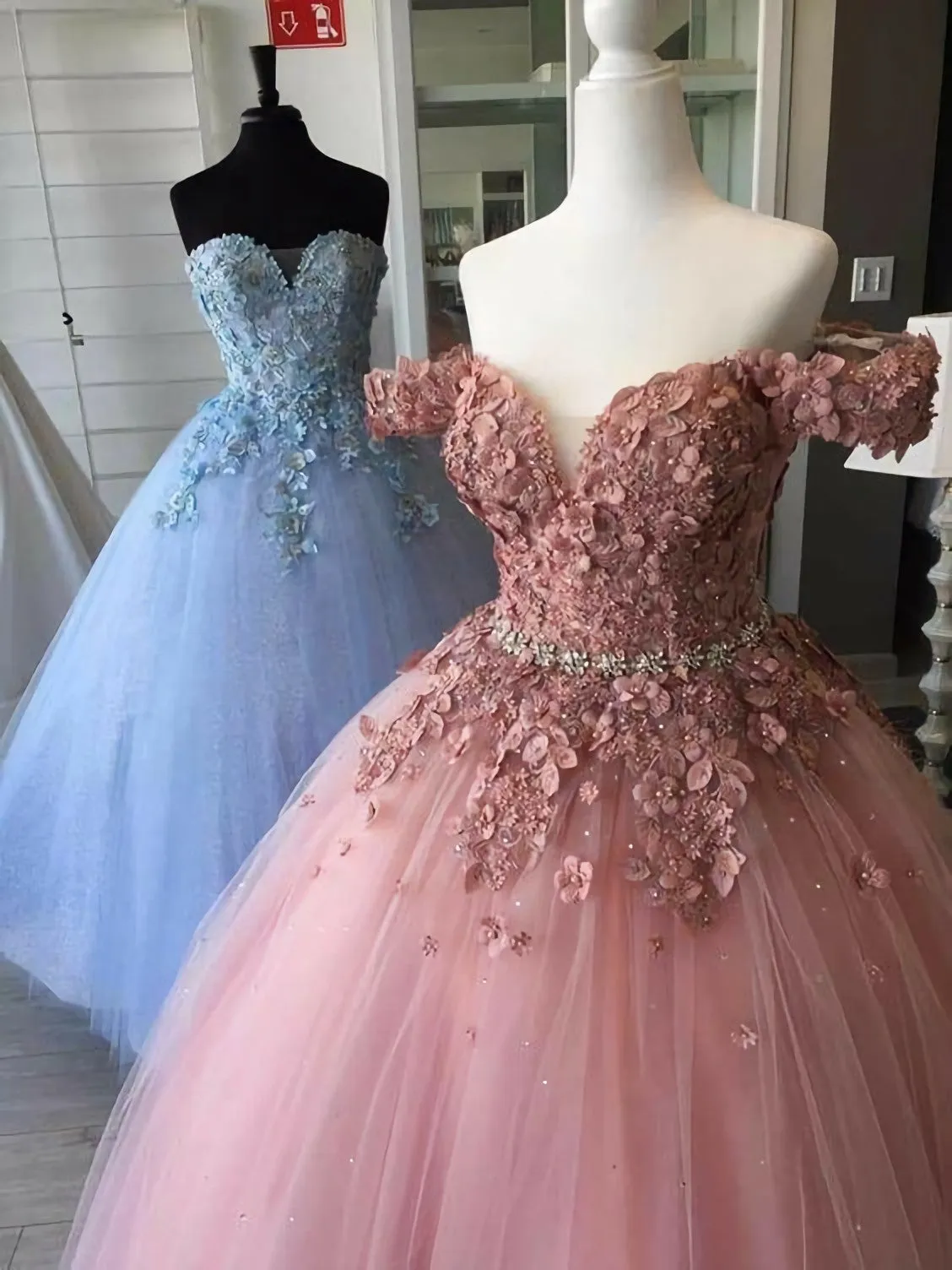 Ball Gown Long Prom Dress Beading Top Formal Party Dress