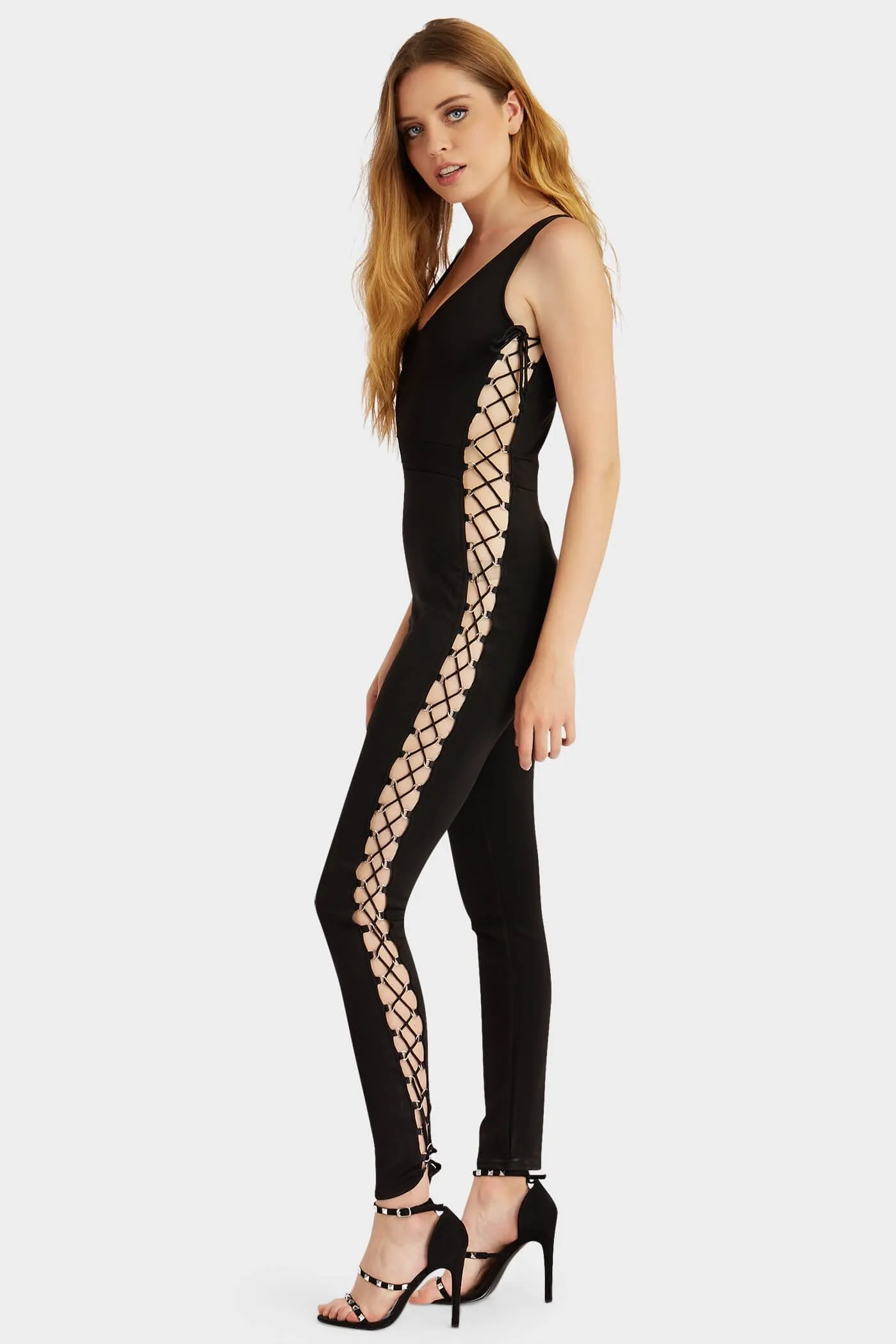 Black Side Lace Up Jumpsuit