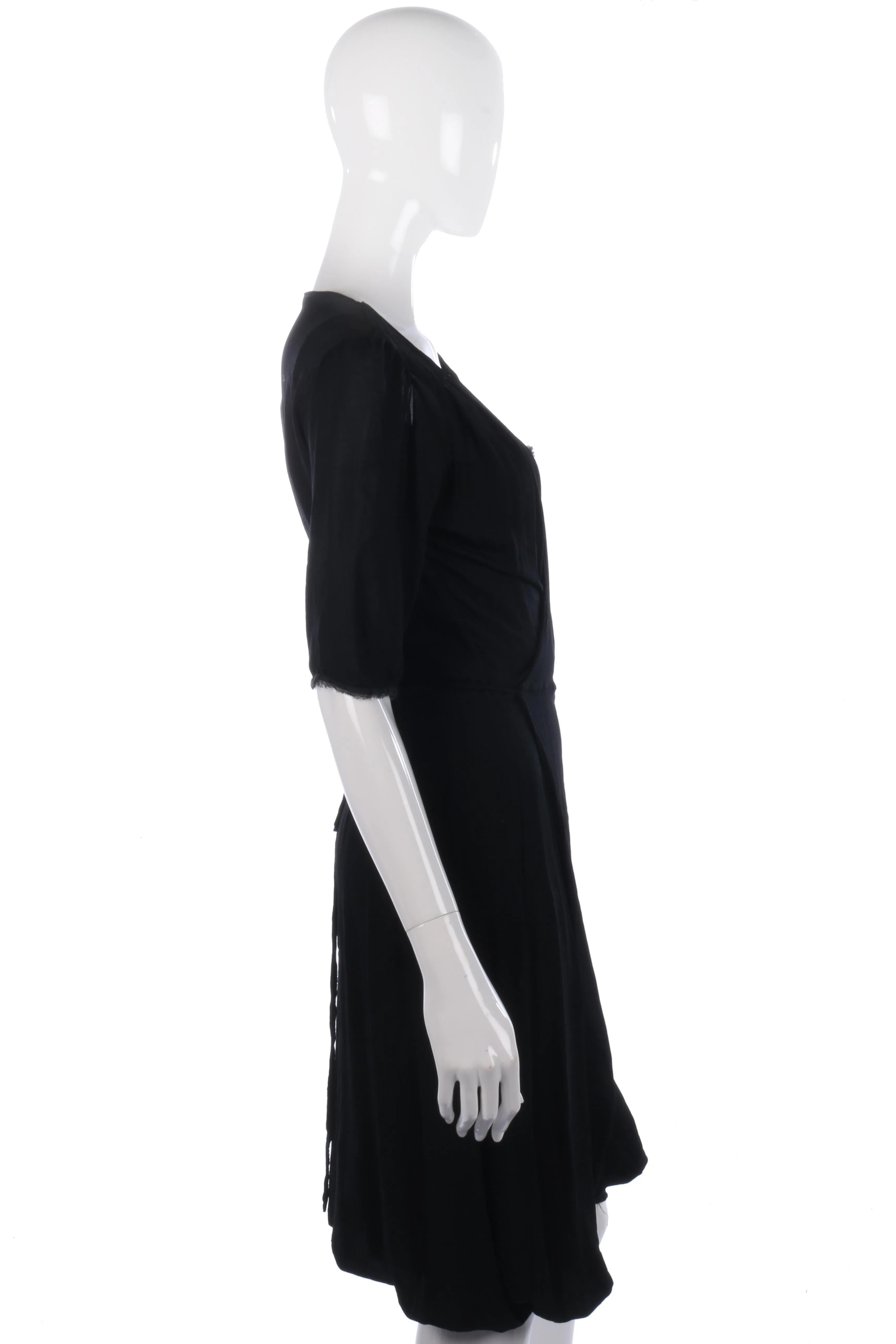 Black wrap style dress with lace detail size 12