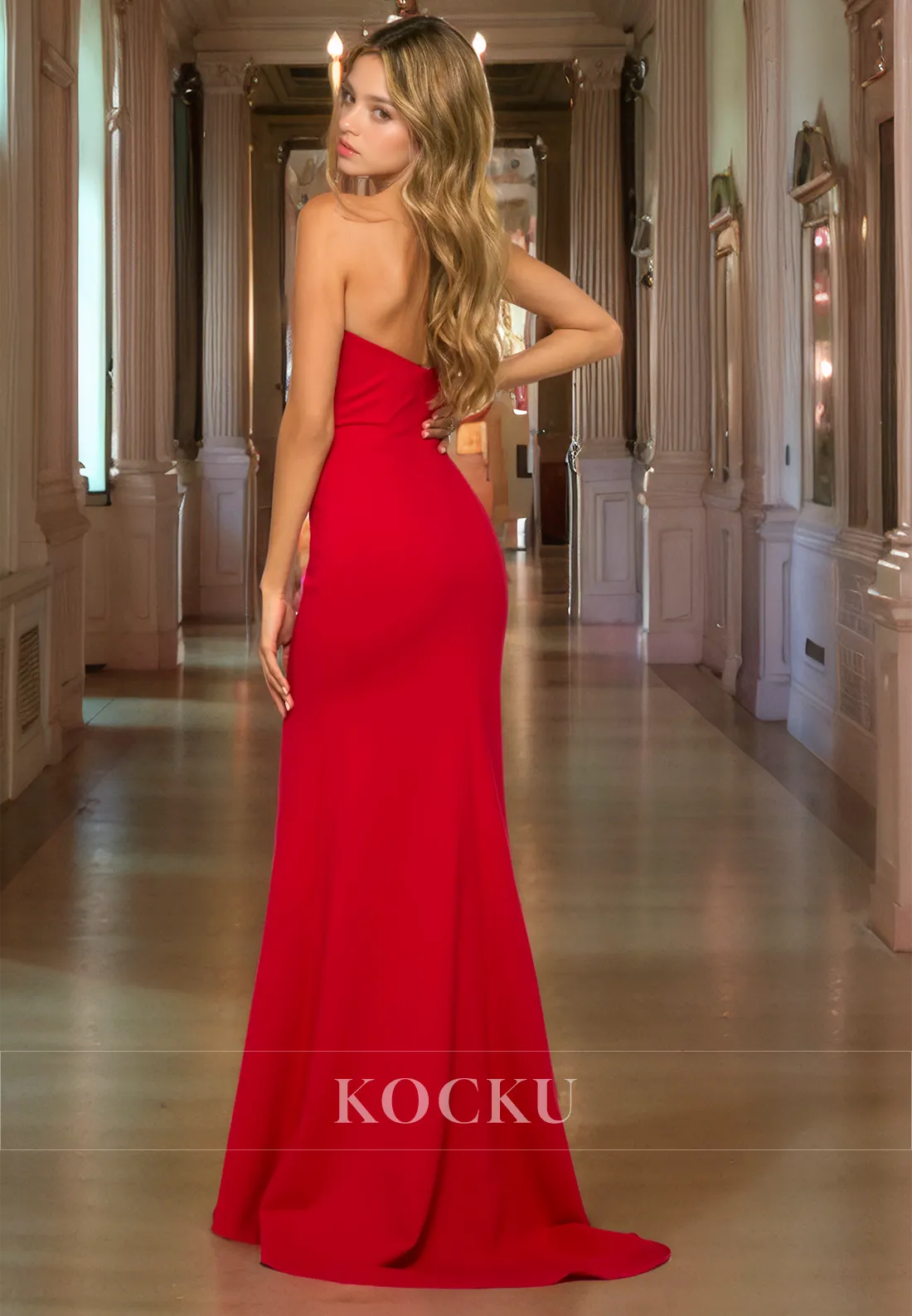 Chic & Modern V-Neck Sleeveless Beaded Split Evening Party Prom Dress