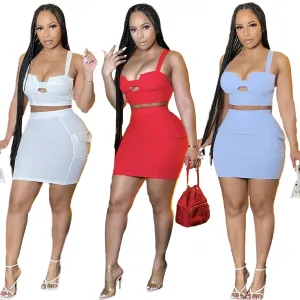 Chic Spaghetti Strap Bodycon Dress Set