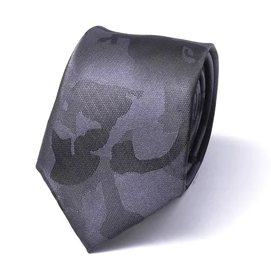 Classy Men Grey Camouflage Silk Skinny Tie