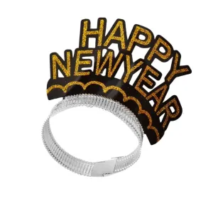 Happy New Year Black/Gold Headbands  3ct