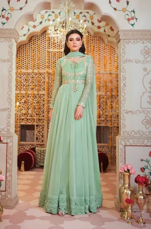 Mint Green Embroidered Anarkali Gown (Princess Pistachio)