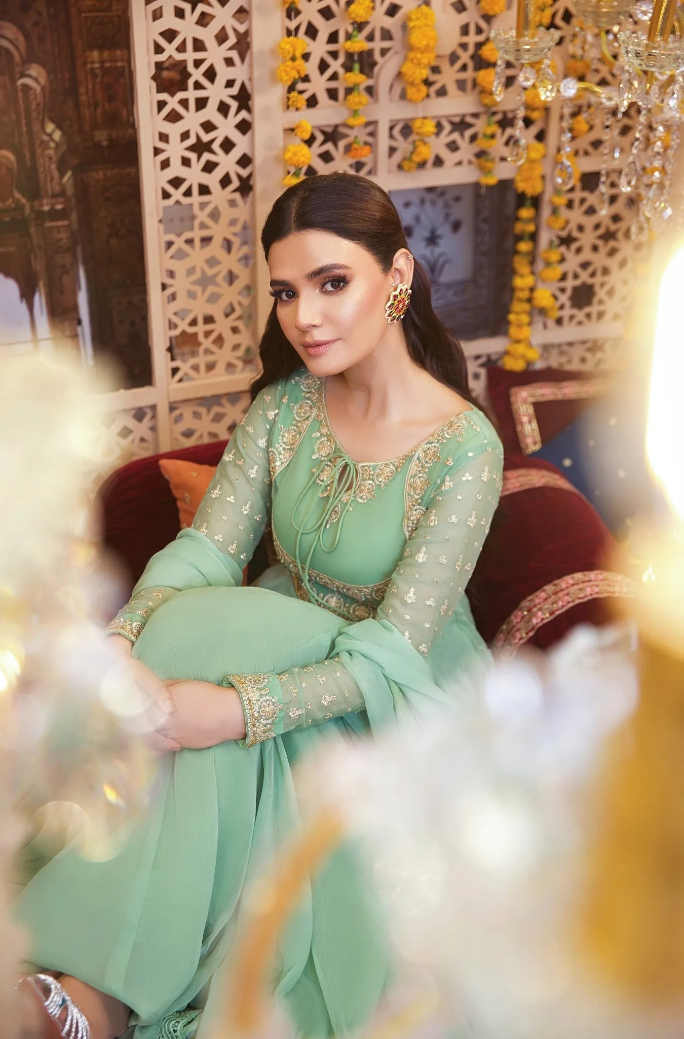 Mint Green Embroidered Anarkali Gown (Princess Pistachio)