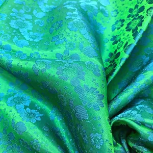 PURE MULBERRY SILK fabric by the yard - Green floral silk fabric - Handmade fabric – Dress making – Silk apparel fabric - Gift for women