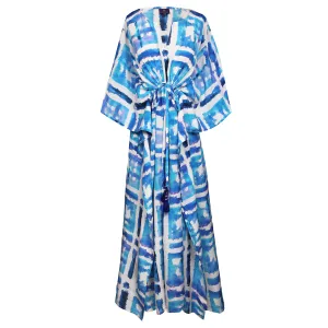 Santorini Italian Silk Maxi Kaftan Dress