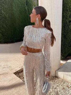 Sequin Tassel Two Piece Evening Set