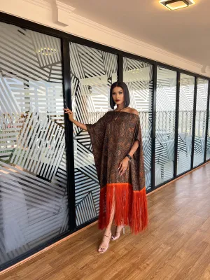 The Chantel Fringe Kaftan~Orange