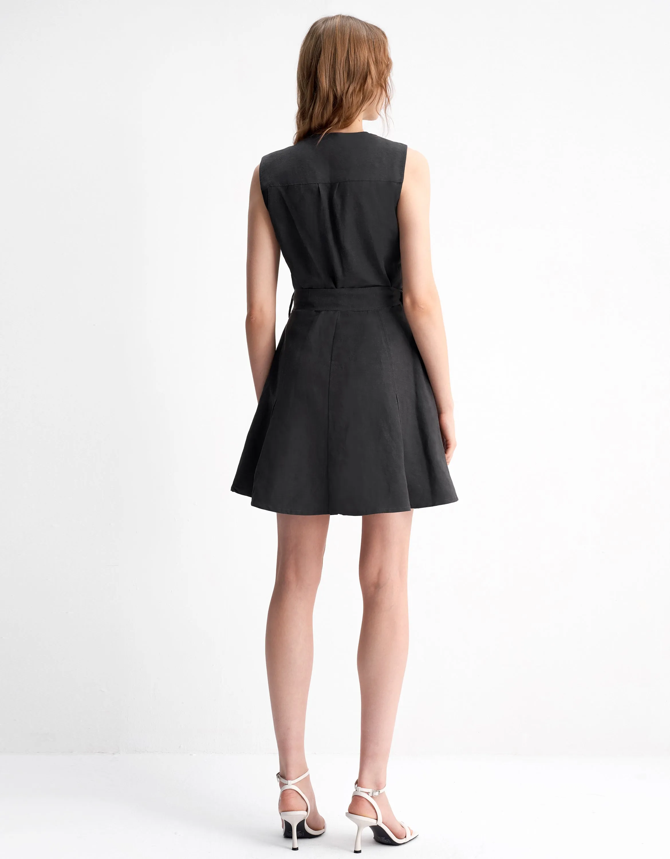 V Neck Belted Dress