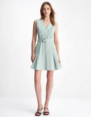 V Neck Belted Dress